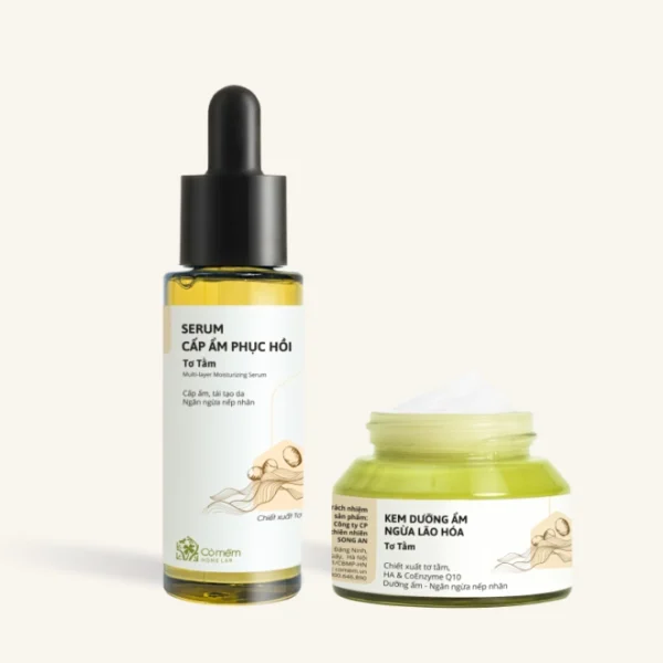 Combo Kem Dưỡng Ẩm Tơ Tằm + Serum Cấp Ẩm Phục Hồi Tơ Tằm